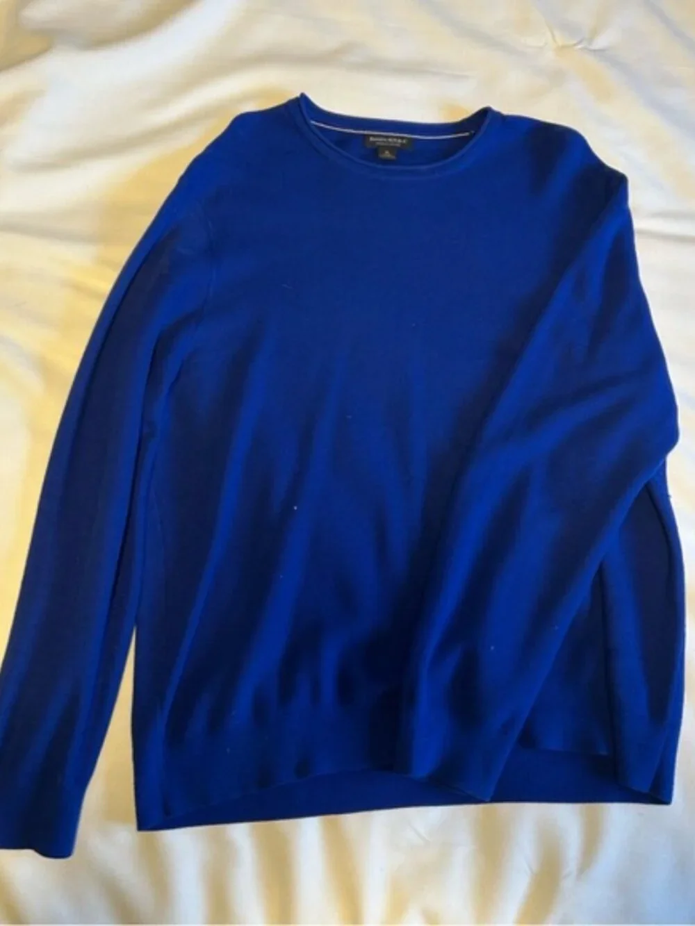 Banana Republic Men’s Organic Cotton Honeycomb Crew Sweater | Blue | XL